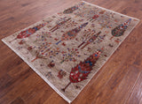 Tribal Persian Gabbeh Hand Knotted Wool Rug - 5' 0" X 7' 0" - Golden Nile