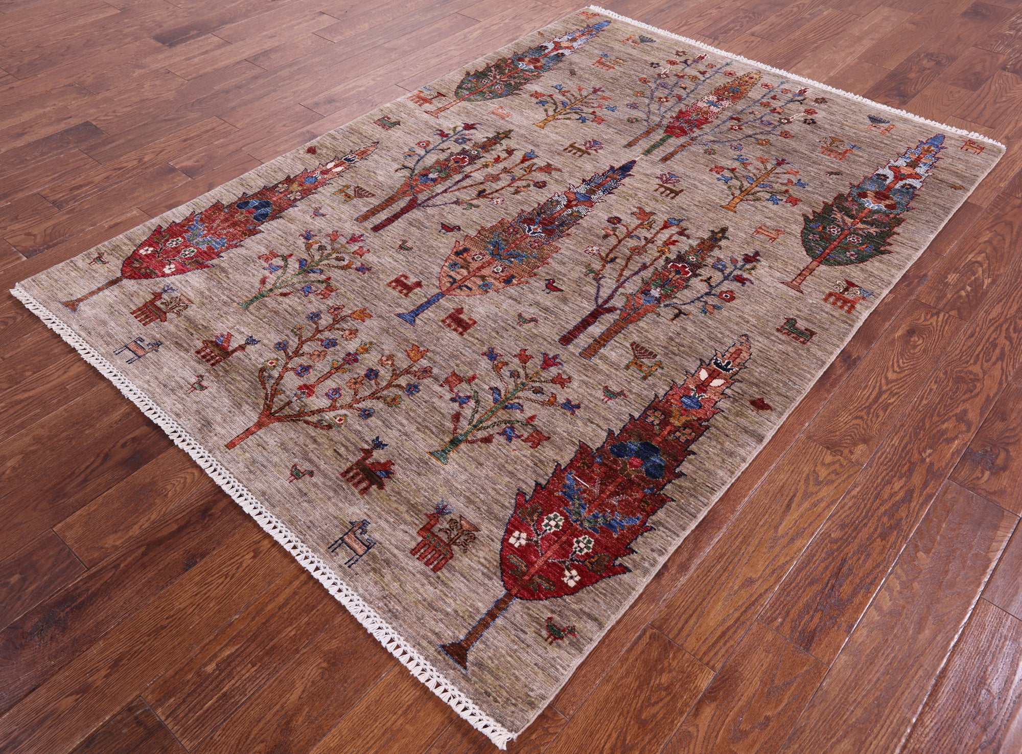 Tribal Persian Gabbeh Hand Knotted Wool Rug - 5' 0" X 7' 0" - Golden Nile