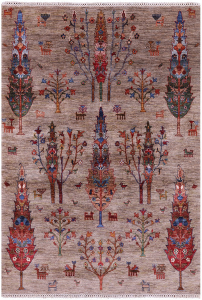 Tribal Persian Gabbeh Hand Knotted Wool Rug - 5' 0" X 7' 0" - Golden Nile