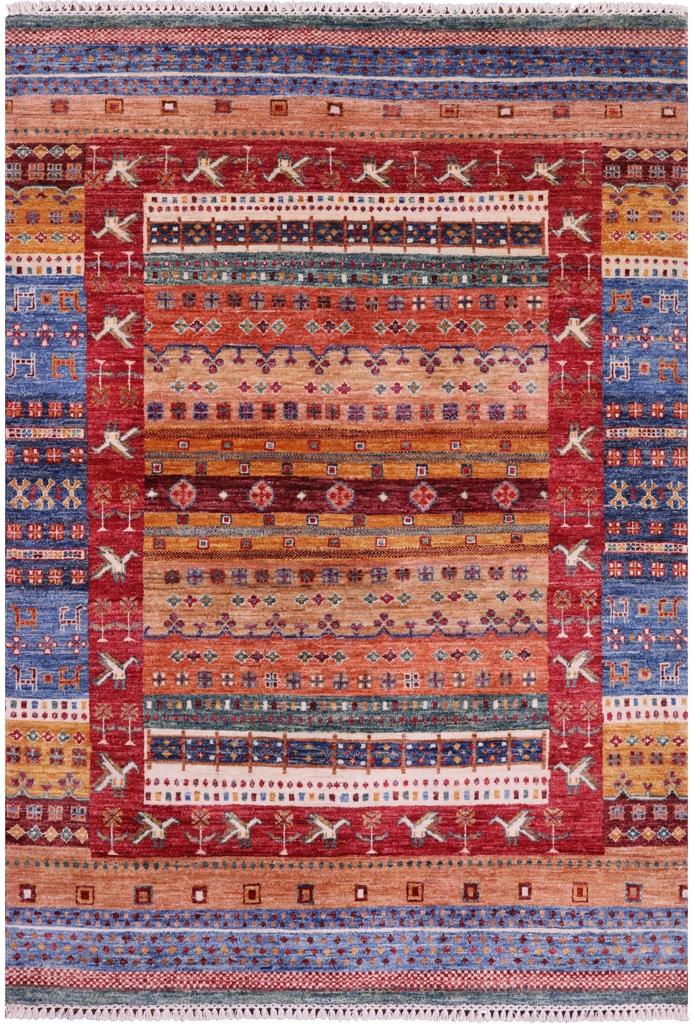 Tribal Persian Gabbeh Hand Knotted Wool Rug - 4' 3" X 6' 1" - Golden Nile