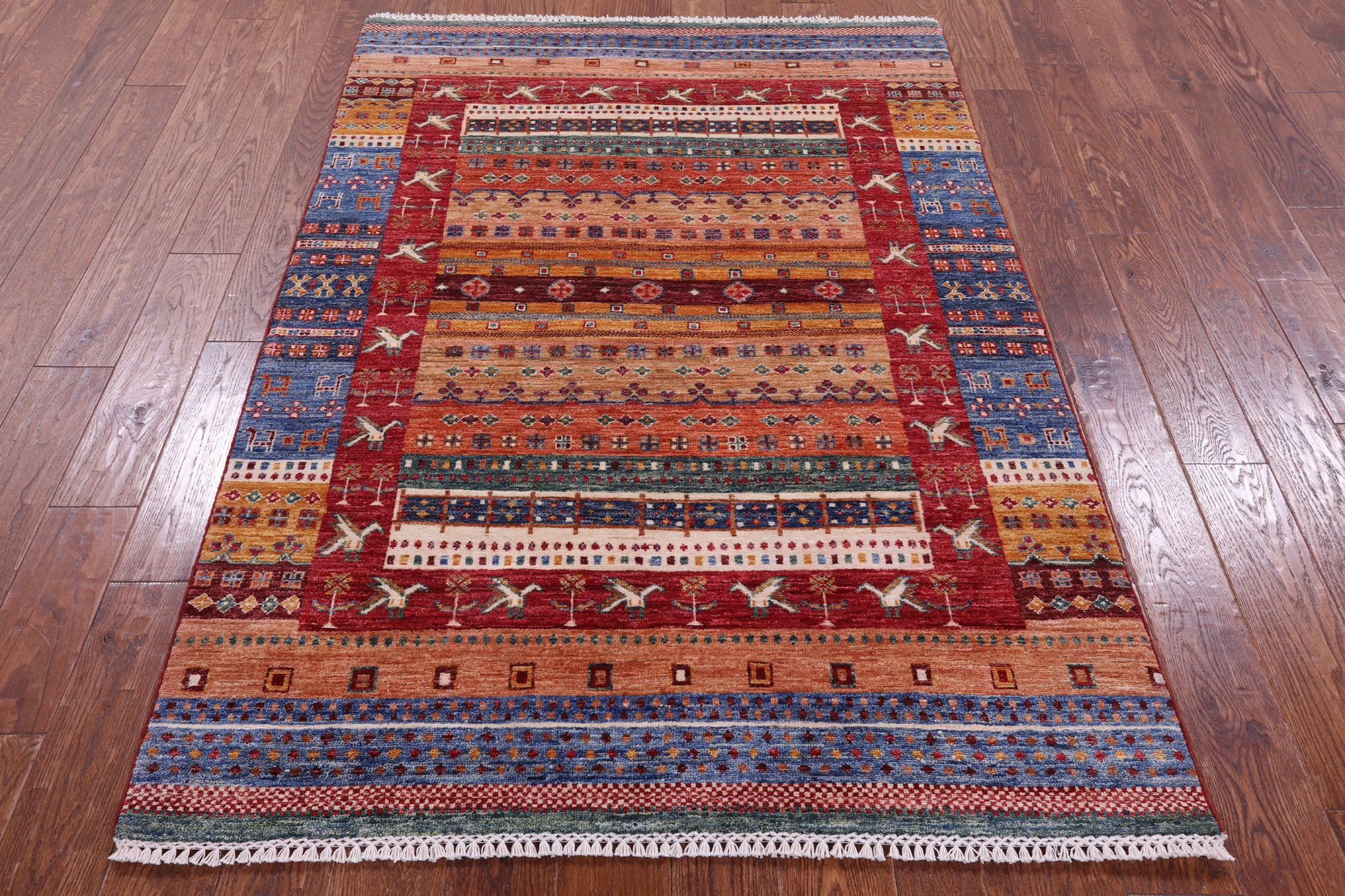 Tribal Persian Gabbeh Hand Knotted Wool Rug - 4' 3" X 6' 1" - Golden Nile