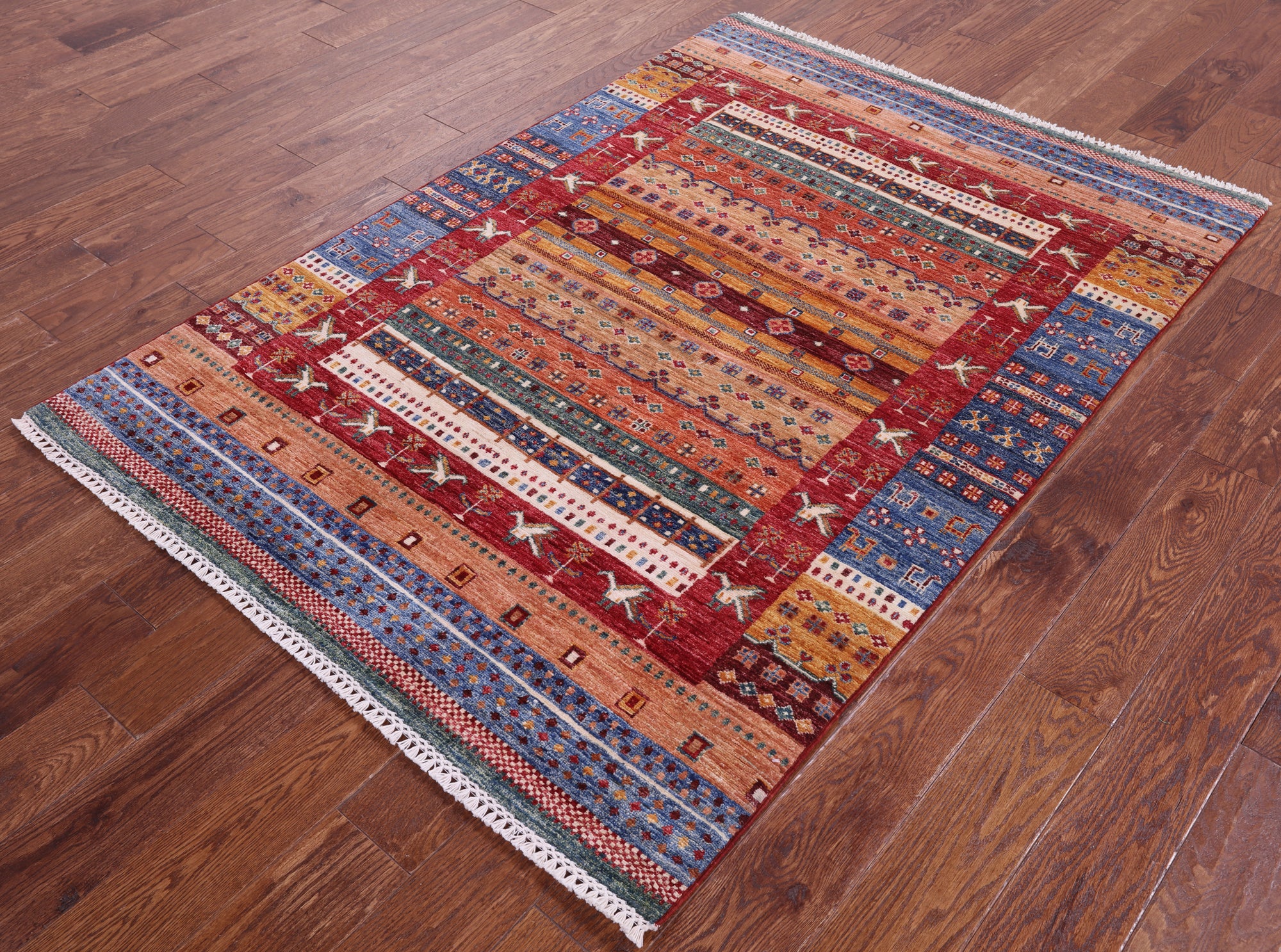 Tribal Persian Gabbeh Hand Knotted Wool Rug - 4' 3" X 6' 1" - Golden Nile