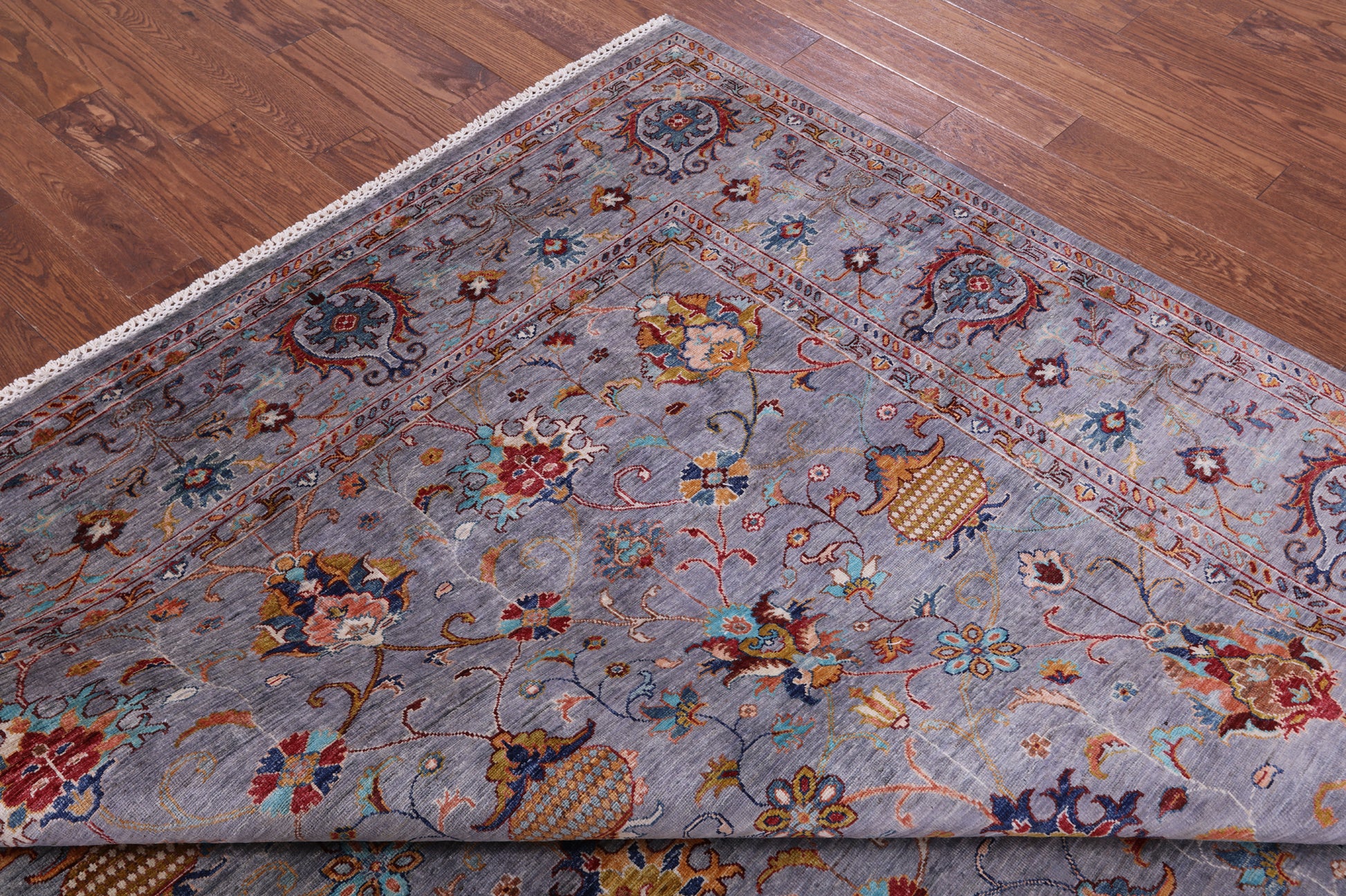 Grey Peshawar Hand Knotted Wool Rug - 8' 2" X 9' 6" - Golden Nile