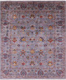 Grey Peshawar Hand Knotted Wool Rug - 8' 2" X 9' 6" - Golden Nile