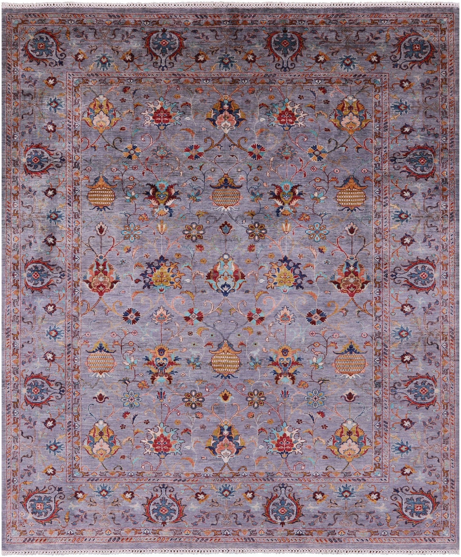 Grey Peshawar Hand Knotted Wool Rug - 8' 2" X 9' 6" - Golden Nile