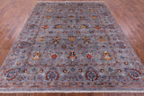 Grey Peshawar Hand Knotted Wool Rug - 8' 2" X 9' 6" - Golden Nile