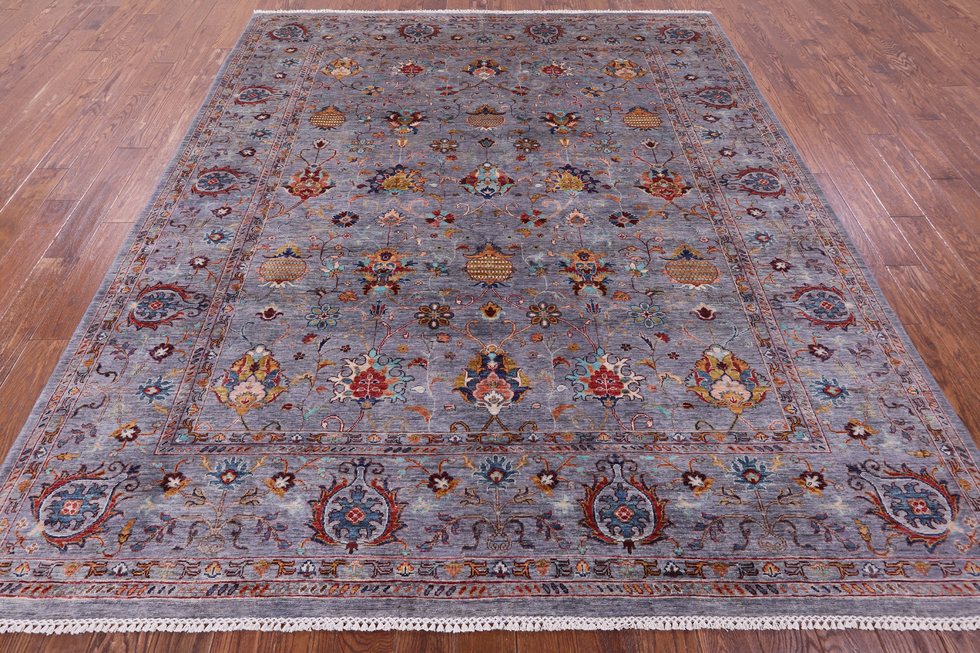 Grey Peshawar Hand Knotted Wool Rug - 8' 2" X 9' 6" - Golden Nile