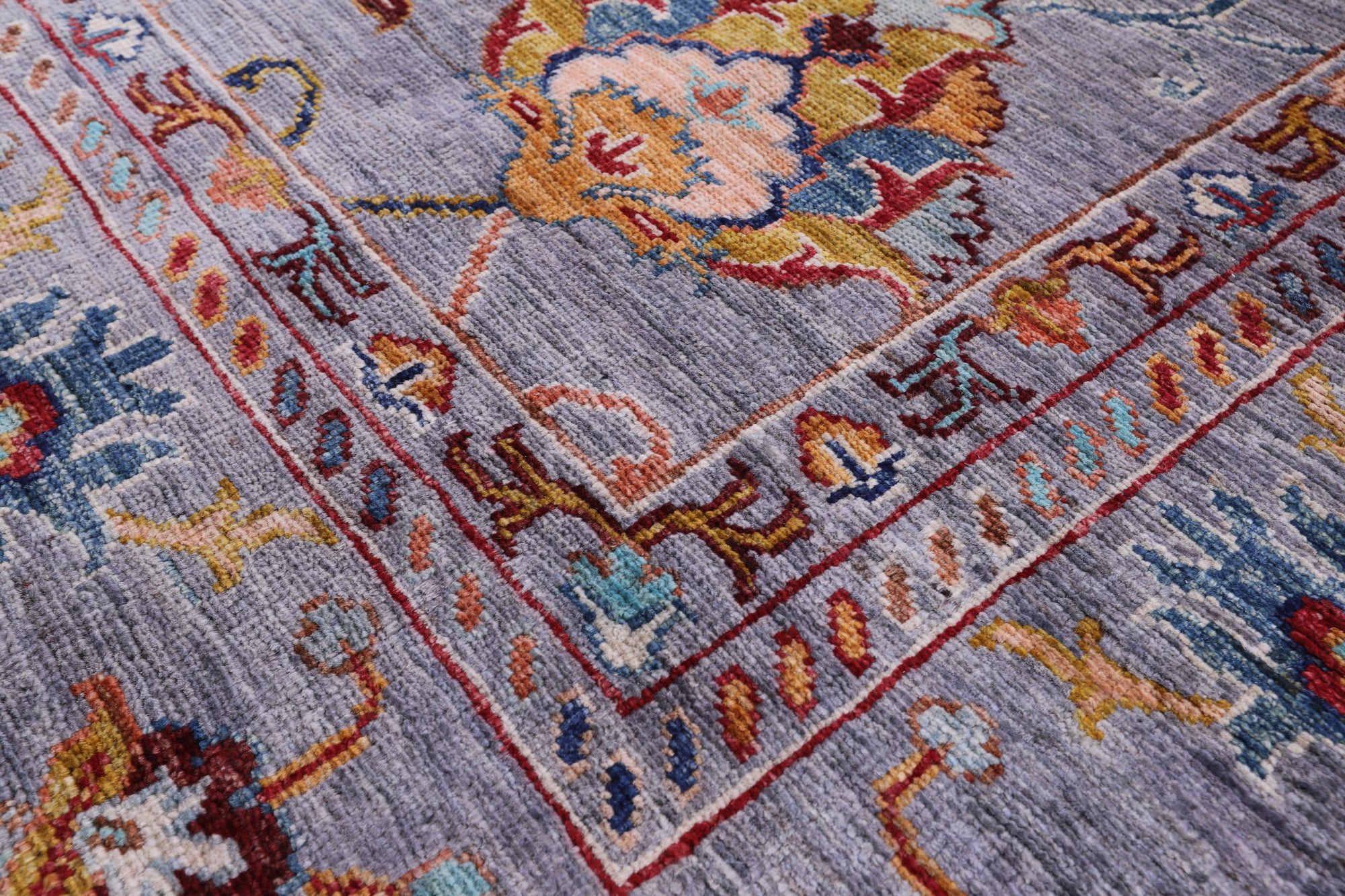 Grey Peshawar Hand Knotted Wool Rug - 8' 2" X 9' 6" - Golden Nile