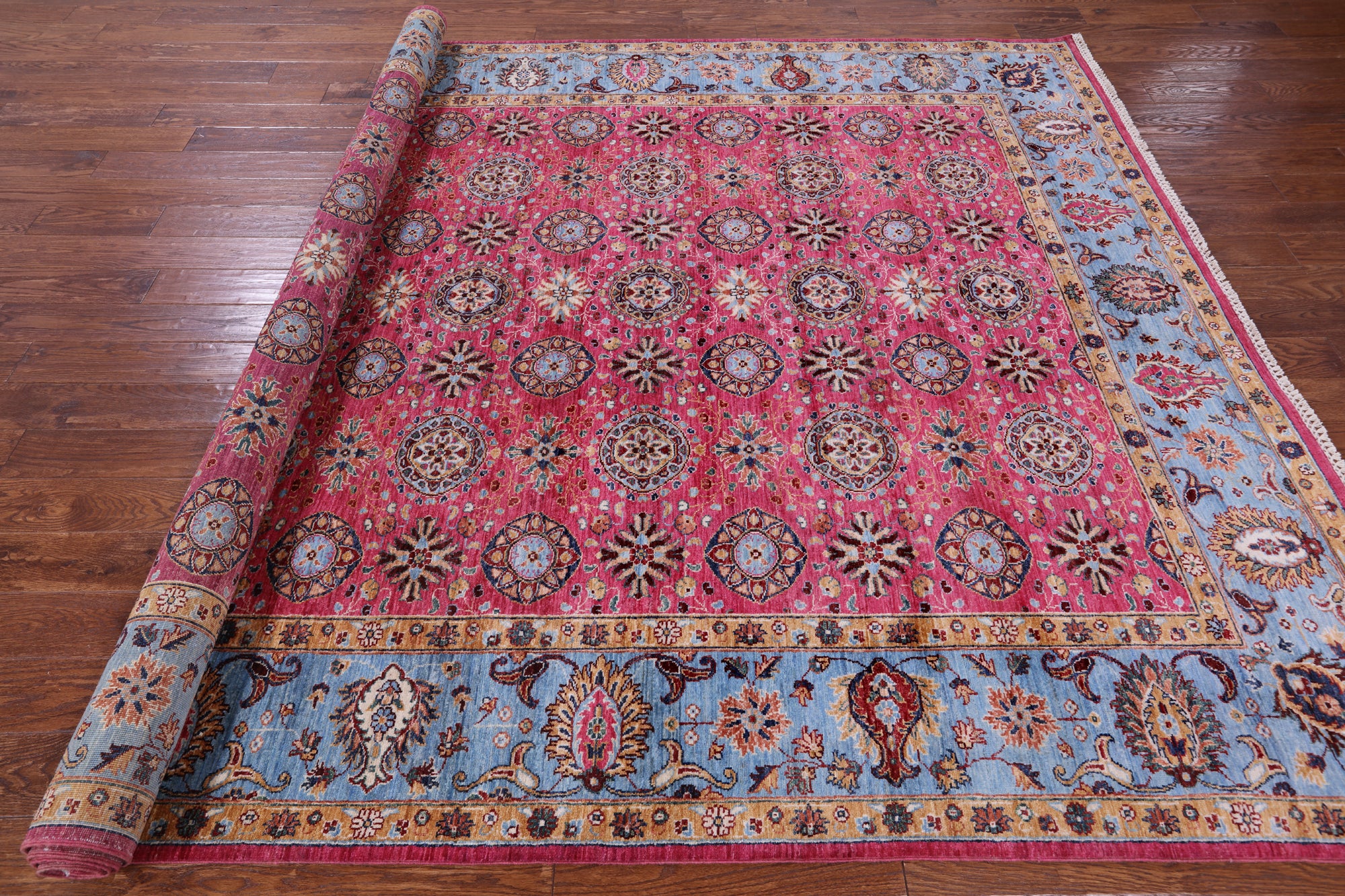 Pink Persian Tabriz Handmade Wool Rug - 8' 3" X 11' 4" - Golden Nile
