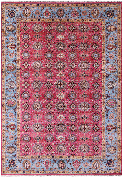 Pink Persian Tabriz Handmade Wool Rug - 8' 3" X 11' 4" - Golden Nile