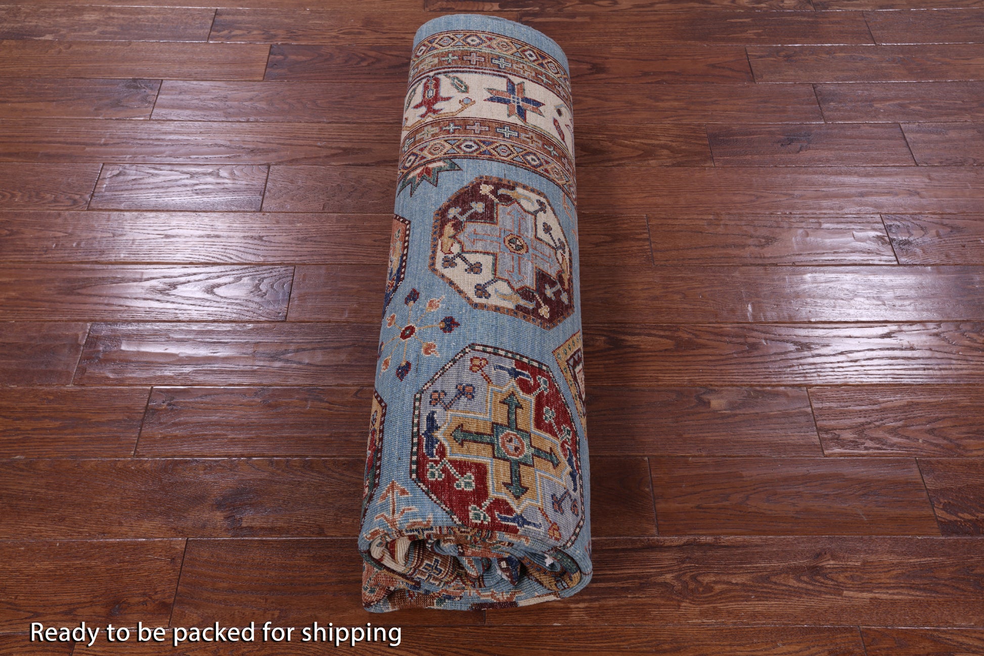 Blue Turkmen Ersari Hand Knotted Wool Rug - 6' 10" X 10' 0" - Golden Nile