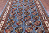 Blue Turkmen Ersari Hand Knotted Wool Rug - 6' 10" X 10' 0" - Golden Nile