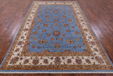 Blue Persian Tabriz Hand Knotted Wool Rug - 6' 11" X 10' 5" - Golden Nile