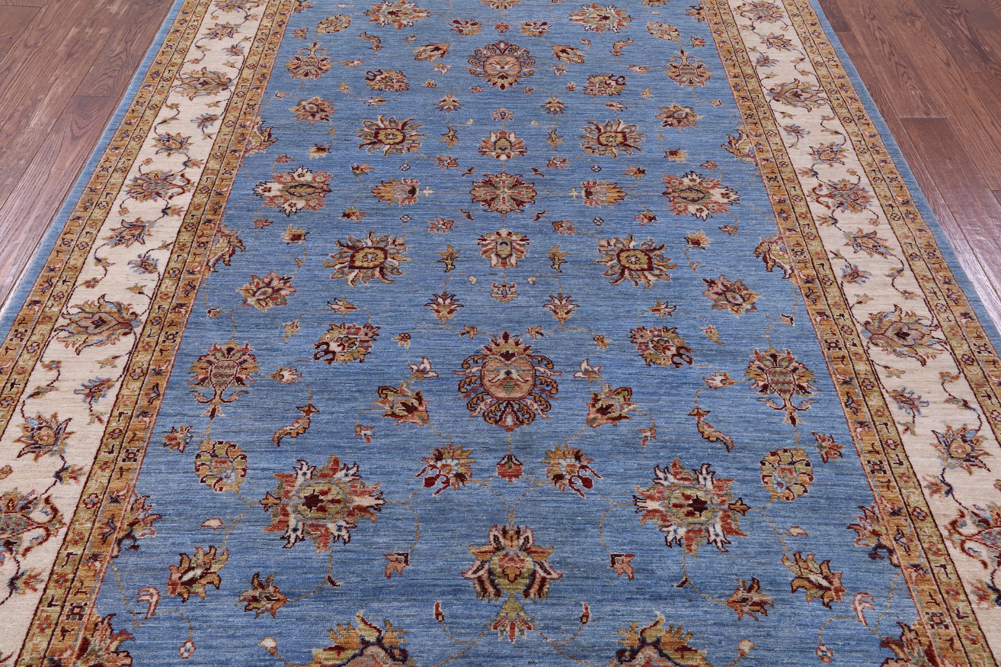 Blue Persian Tabriz Hand Knotted Wool Rug - 6' 11" X 10' 5" - Golden Nile