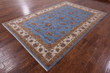Blue Persian Tabriz Hand Knotted Wool Rug - 6' 11" X 10' 5" - Golden Nile