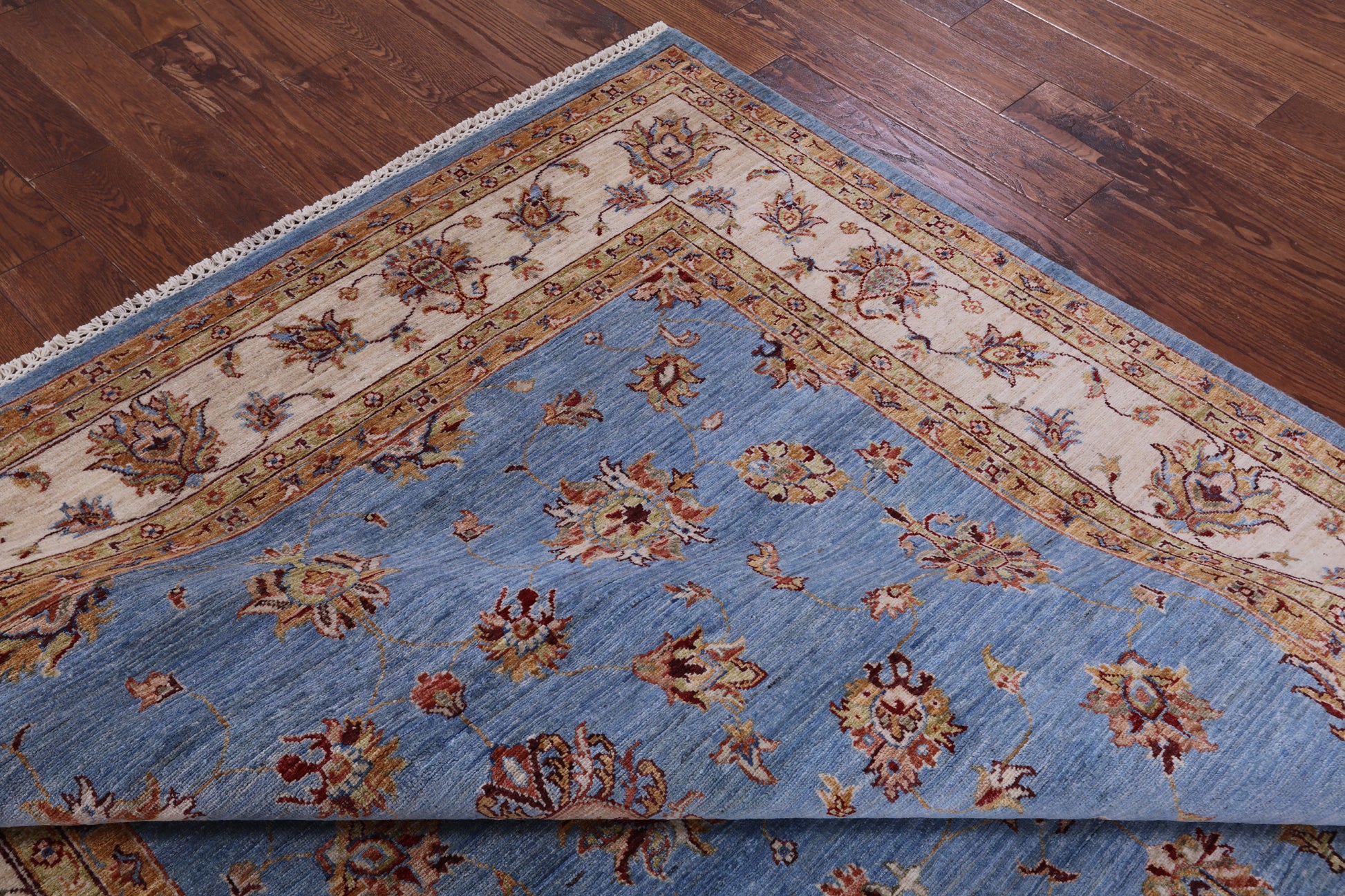Blue Persian Tabriz Hand Knotted Wool Rug - 6' 11" X 10' 5" - Golden Nile