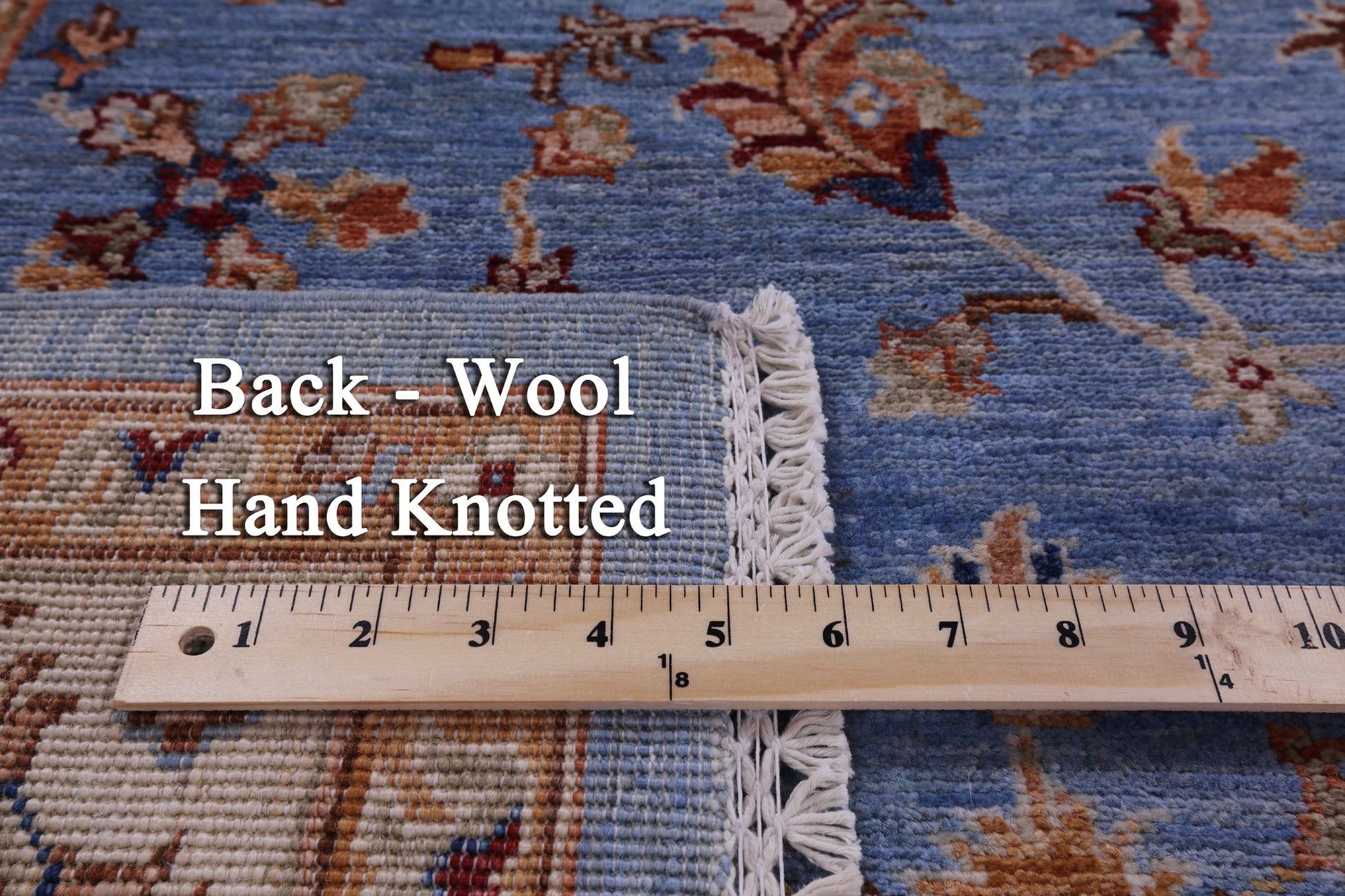 Blue Peshawar Hand Knotted Wool Rug - 5' 6" X 8' 4" - Golden Nile