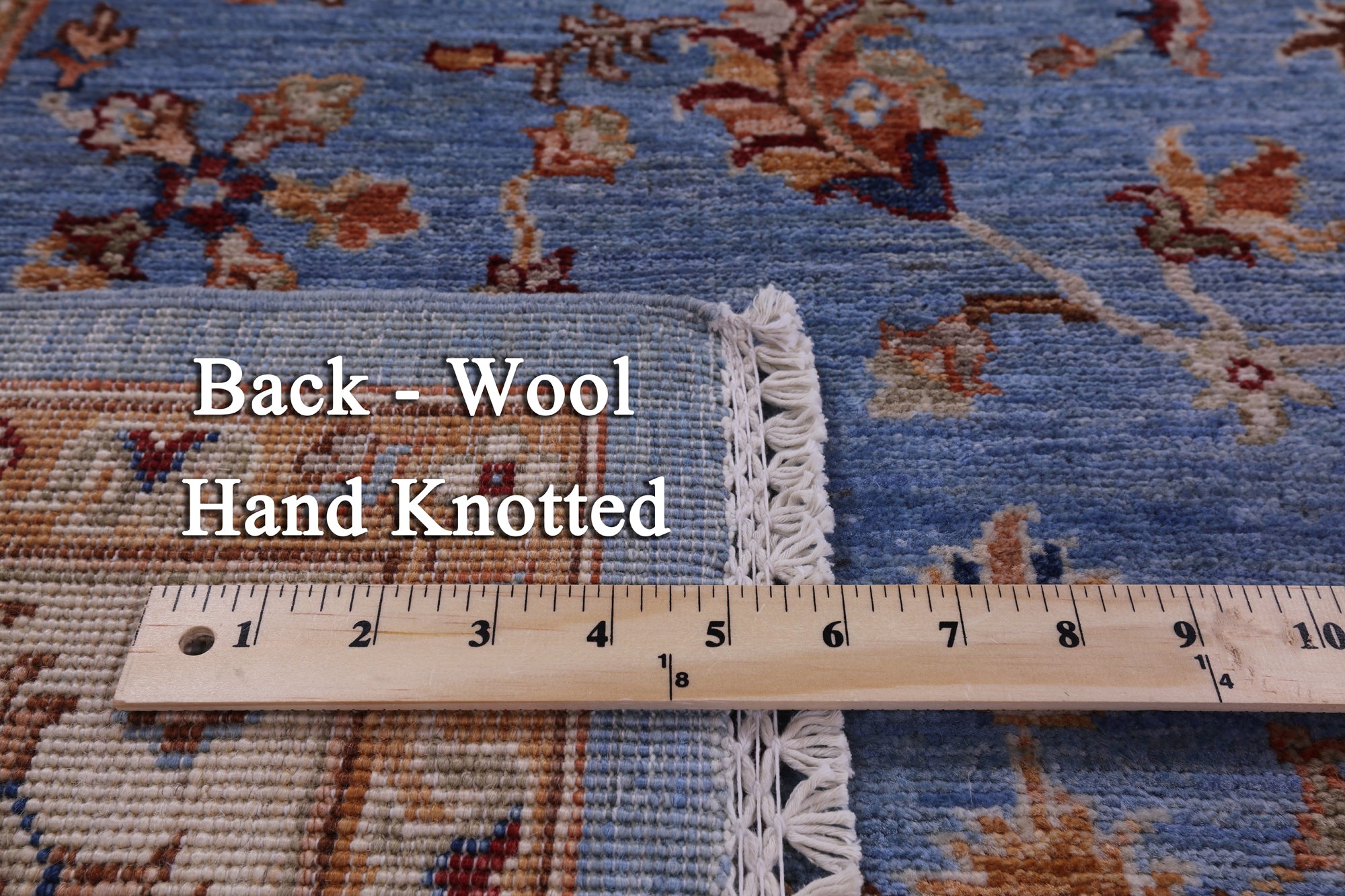 Blue Peshawar Handmade Wool Rug - 5' 7" X 7' 11" - Golden Nile