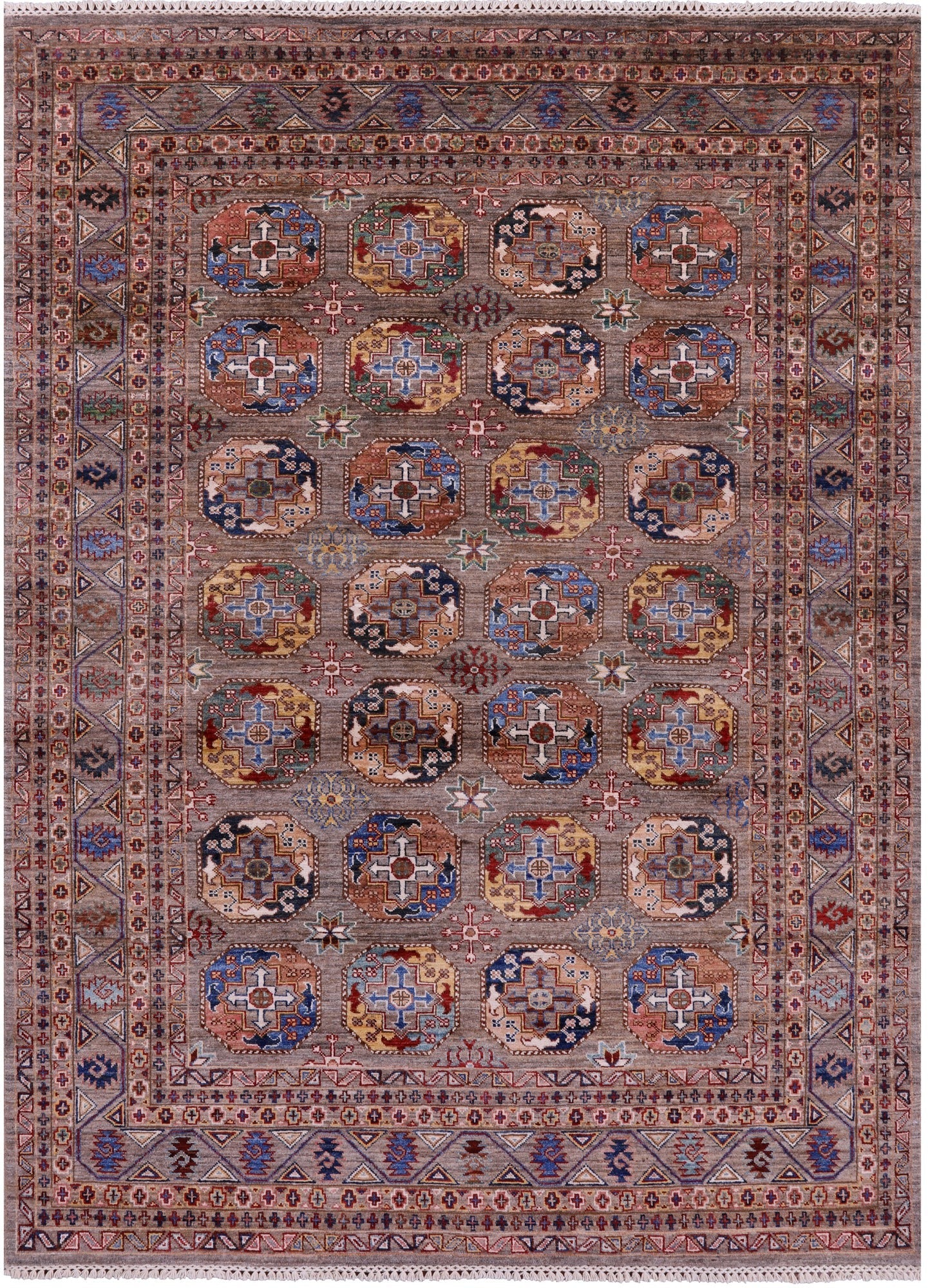 Turkmen Ersari Hand Knotted Wool Rug - 5' 9" X 7' 10" - Golden Nile