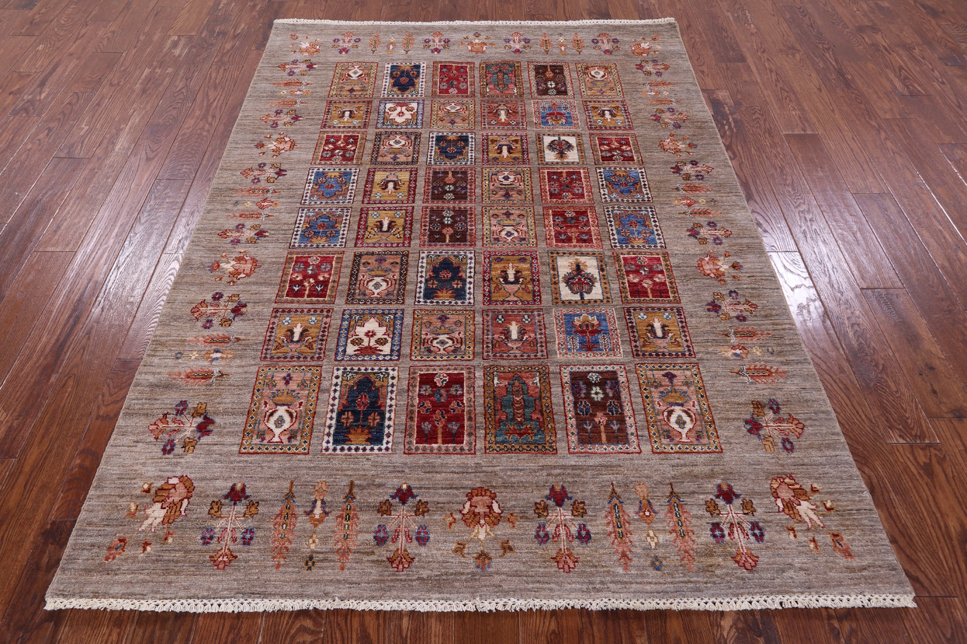 Garden Design Persian Hand Knotted Wool Rug - 5' 8" X 7' 9" - Golden Nile