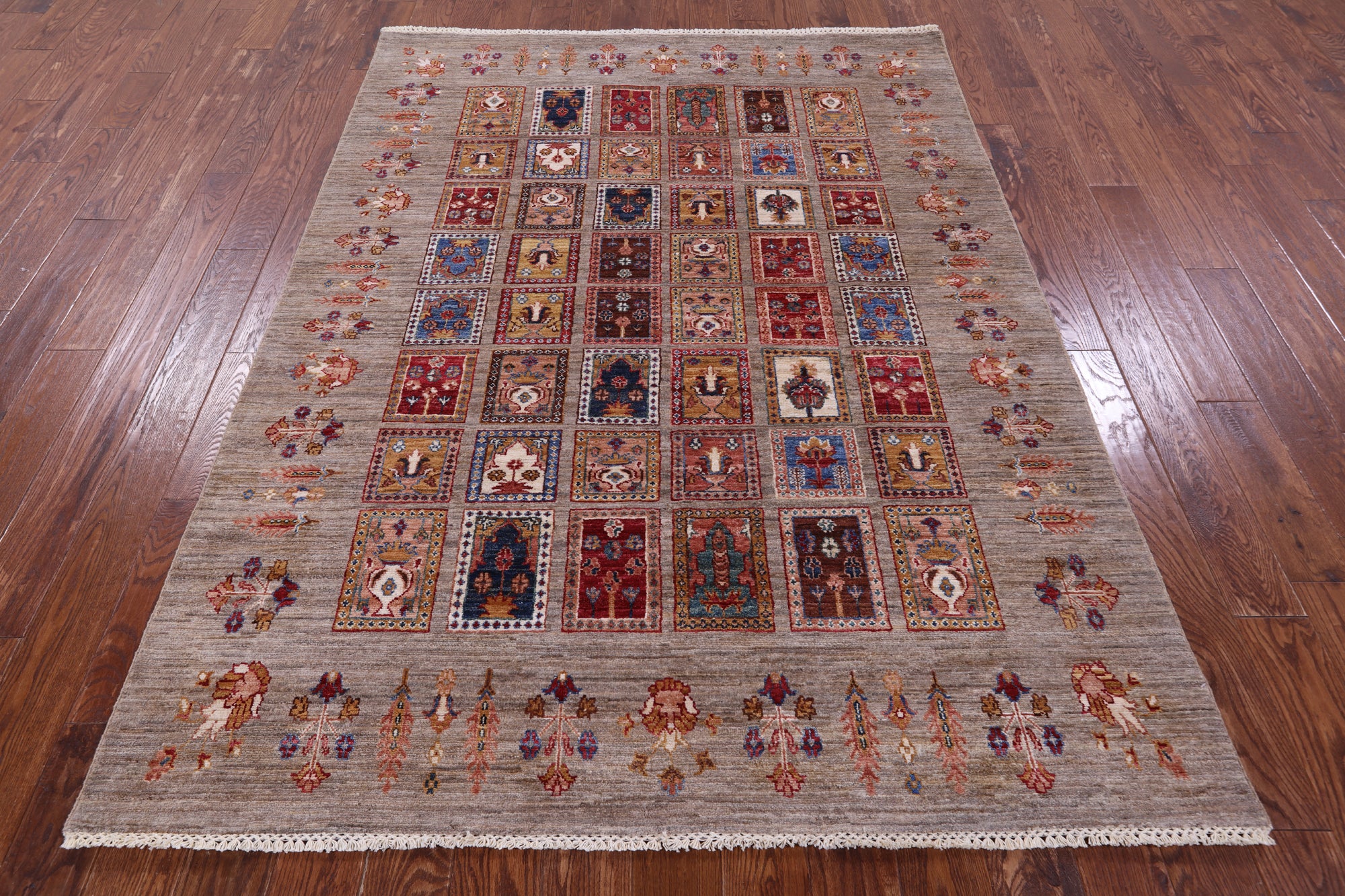 Garden Design Persian Hand Knotted Wool Rug - 5' 8" X 7' 9" - Golden Nile