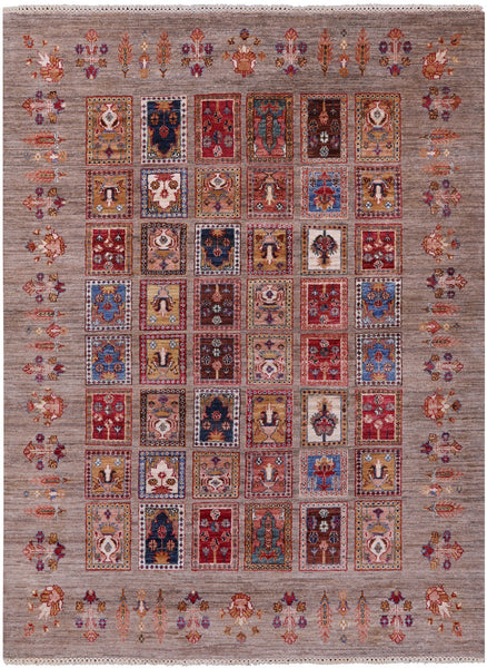 Garden Design Persian Hand Knotted Wool Rug - 5' 8" X 7' 9" - Golden Nile