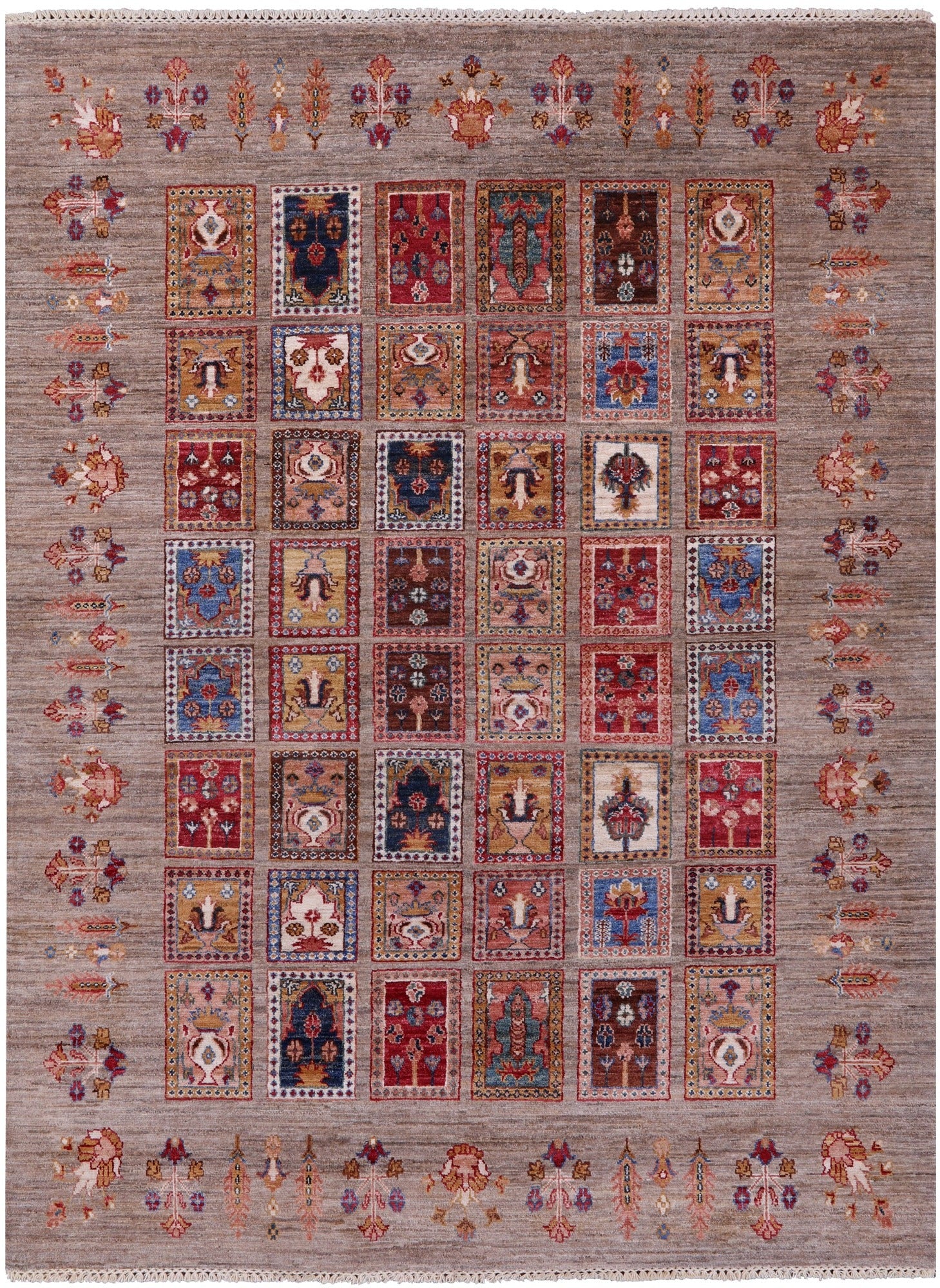 Garden Design Persian Hand Knotted Wool Rug - 5' 8" X 7' 9" - Golden Nile
