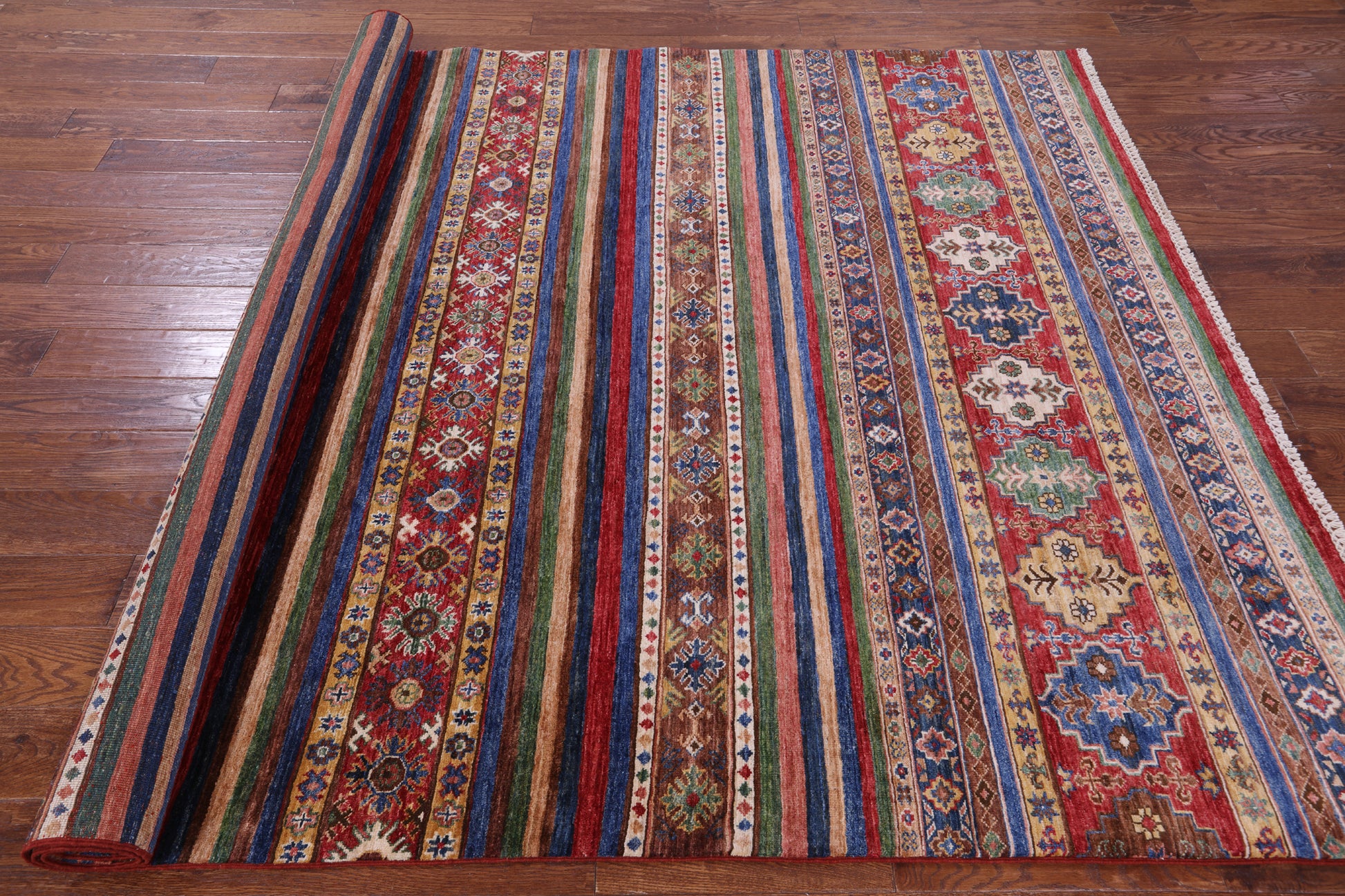 Khorjin Persian Gabbeh Hand Knotted Wool Rug - 6' 8" X 9' 7" - Golden Nile