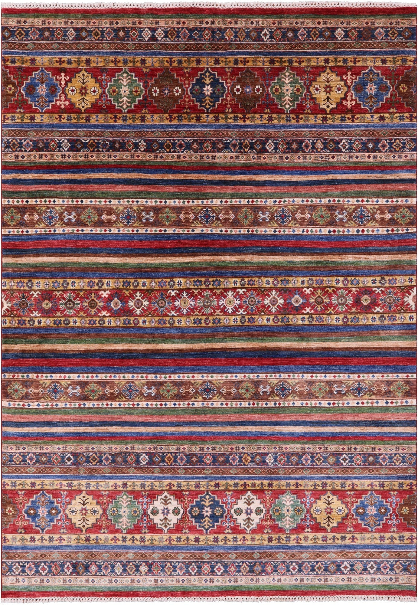 Khorjin Persian Gabbeh Hand Knotted Wool Rug - 6' 8" X 9' 7" - Golden Nile