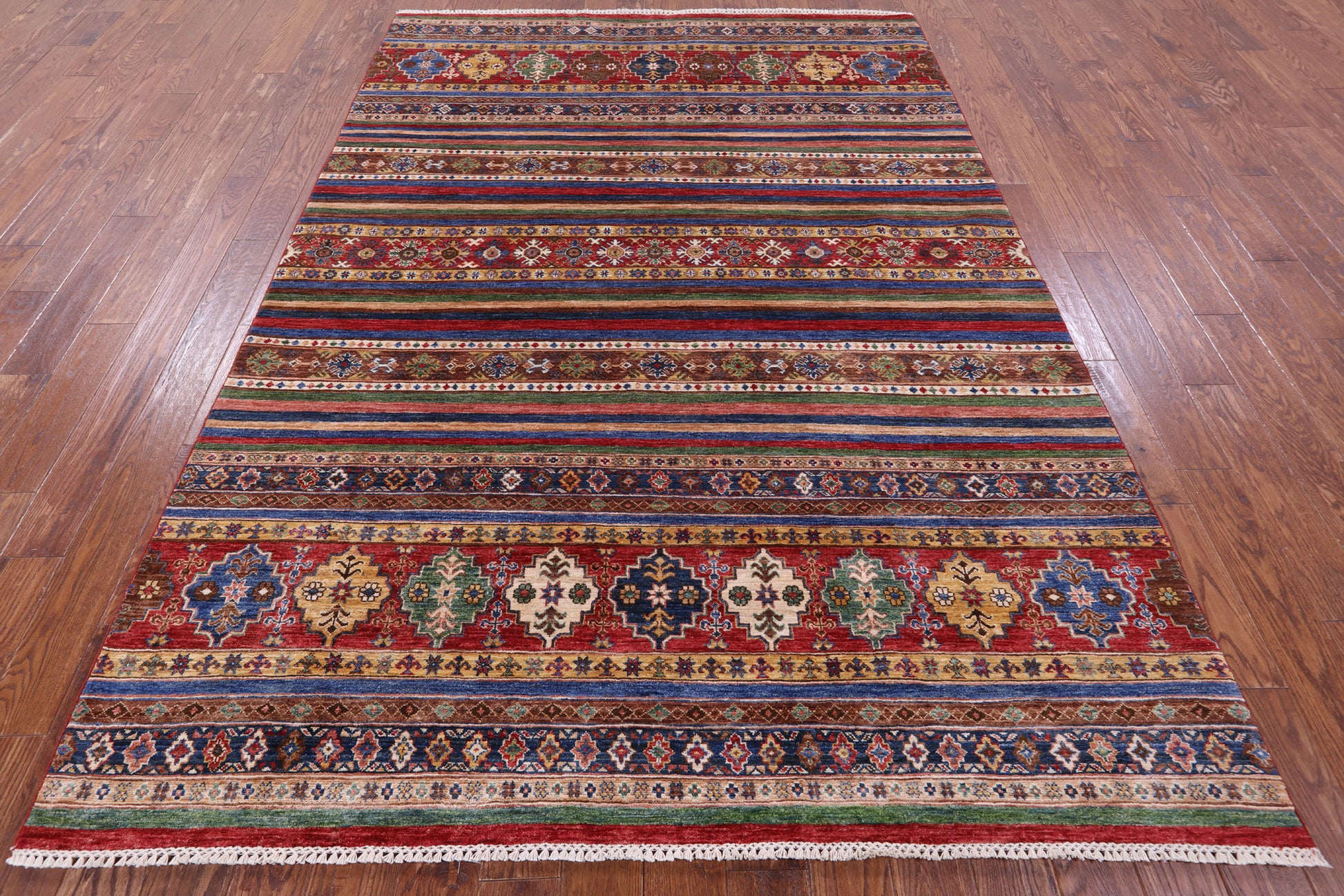 Khorjin Persian Gabbeh Hand Knotted Wool Rug - 6' 8" X 9' 7" - Golden Nile