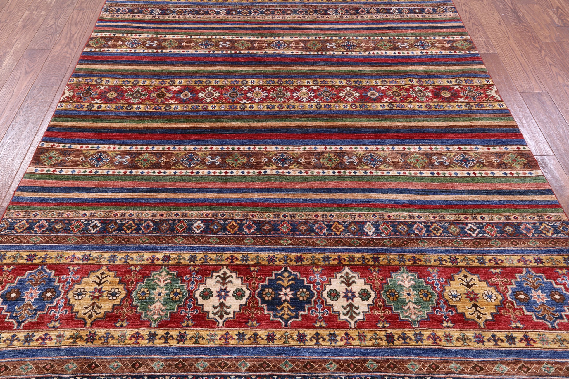 Khorjin Persian Gabbeh Hand Knotted Wool Rug - 6' 8" X 9' 7" - Golden Nile