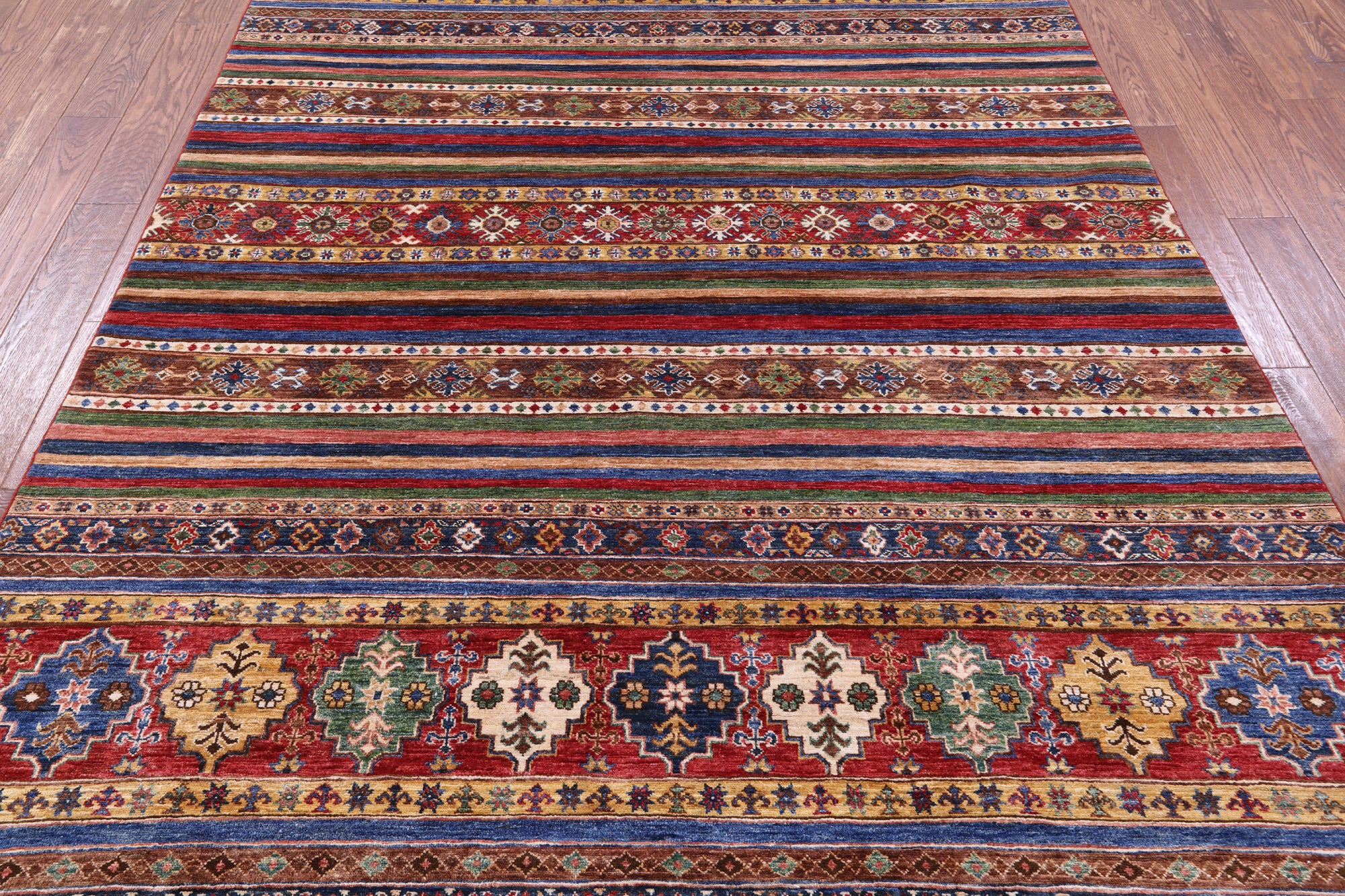 Khorjin Persian Gabbeh Hand Knotted Wool Rug - 6' 8" X 9' 7" - Golden Nile
