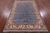 Blue Peshawar Handmade Wool Rug - 5' 7" X 7' 11" - Golden Nile