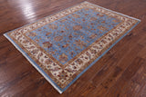 Blue Peshawar Handmade Wool Rug - 5' 7" X 7' 11" - Golden Nile