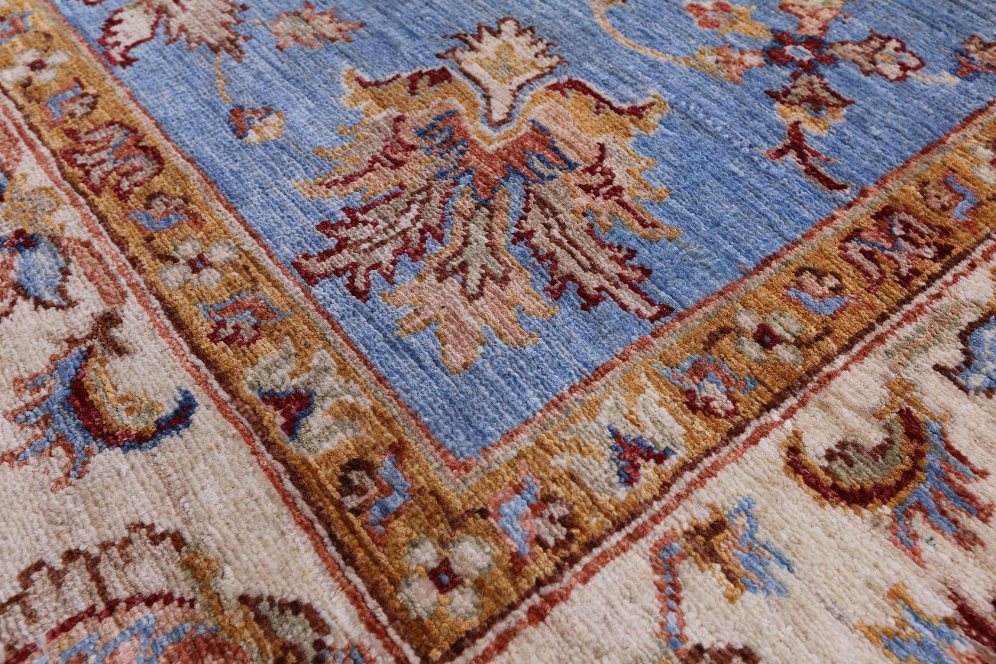 Blue Peshawar Handmade Wool Rug - 5' 7" X 7' 11" - Golden Nile