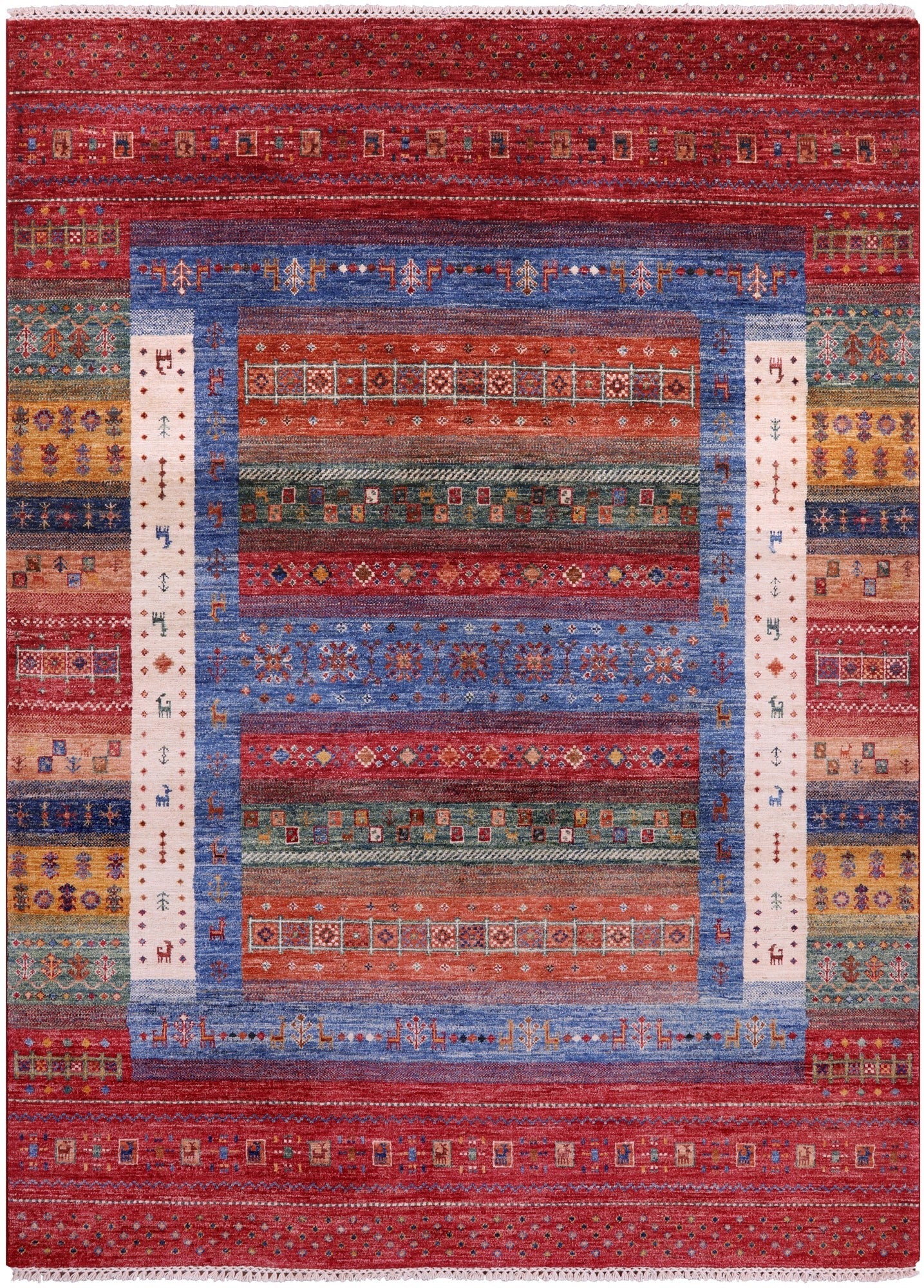 Tribal Persian Gabbeh Hand Knotted Wool Rug - 5' 11" X 8' 1" - Golden Nile