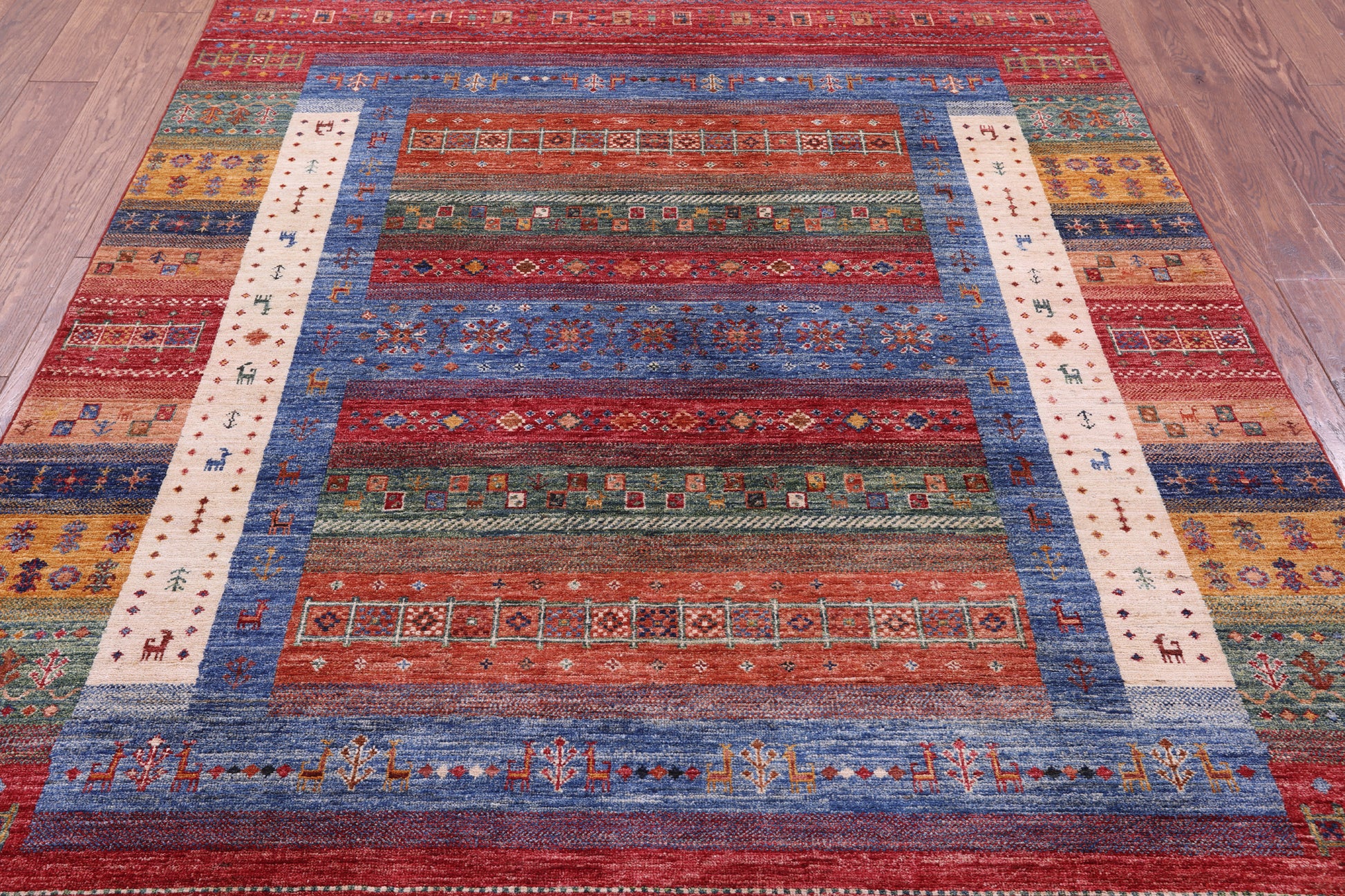 Tribal Persian Gabbeh Hand Knotted Wool Rug - 5' 11" X 8' 1" - Golden Nile
