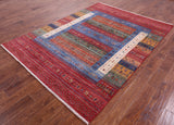 Tribal Persian Gabbeh Hand Knotted Wool Rug - 5' 11" X 8' 1" - Golden Nile