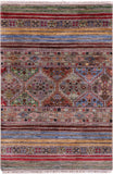 Khorjin Persian Gabbeh Handmade Wool Rug - 3' 4" X 4' 10" - Golden Nile