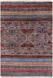 Khorjin Persian Gabbeh Hand Knotted Wool Rug - 3' 5" X 4' 11" - Golden Nile
