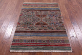 Khorjin Persian Gabbeh Hand Knotted Wool Rug - 3' 5" X 4' 11" - Golden Nile