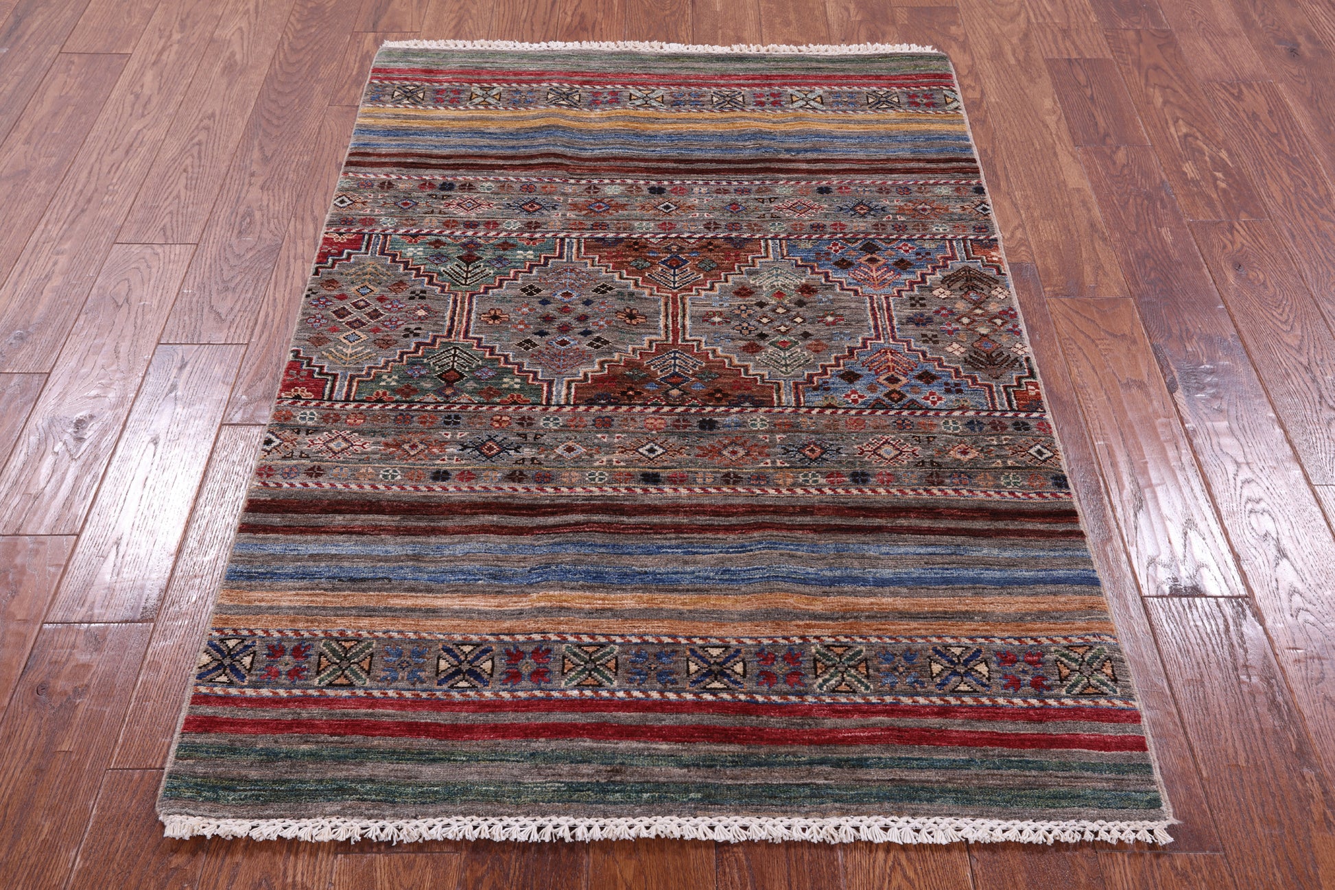 Khorjin Persian Gabbeh Hand Knotted Wool Rug - 3' 5" X 4' 11" - Golden Nile
