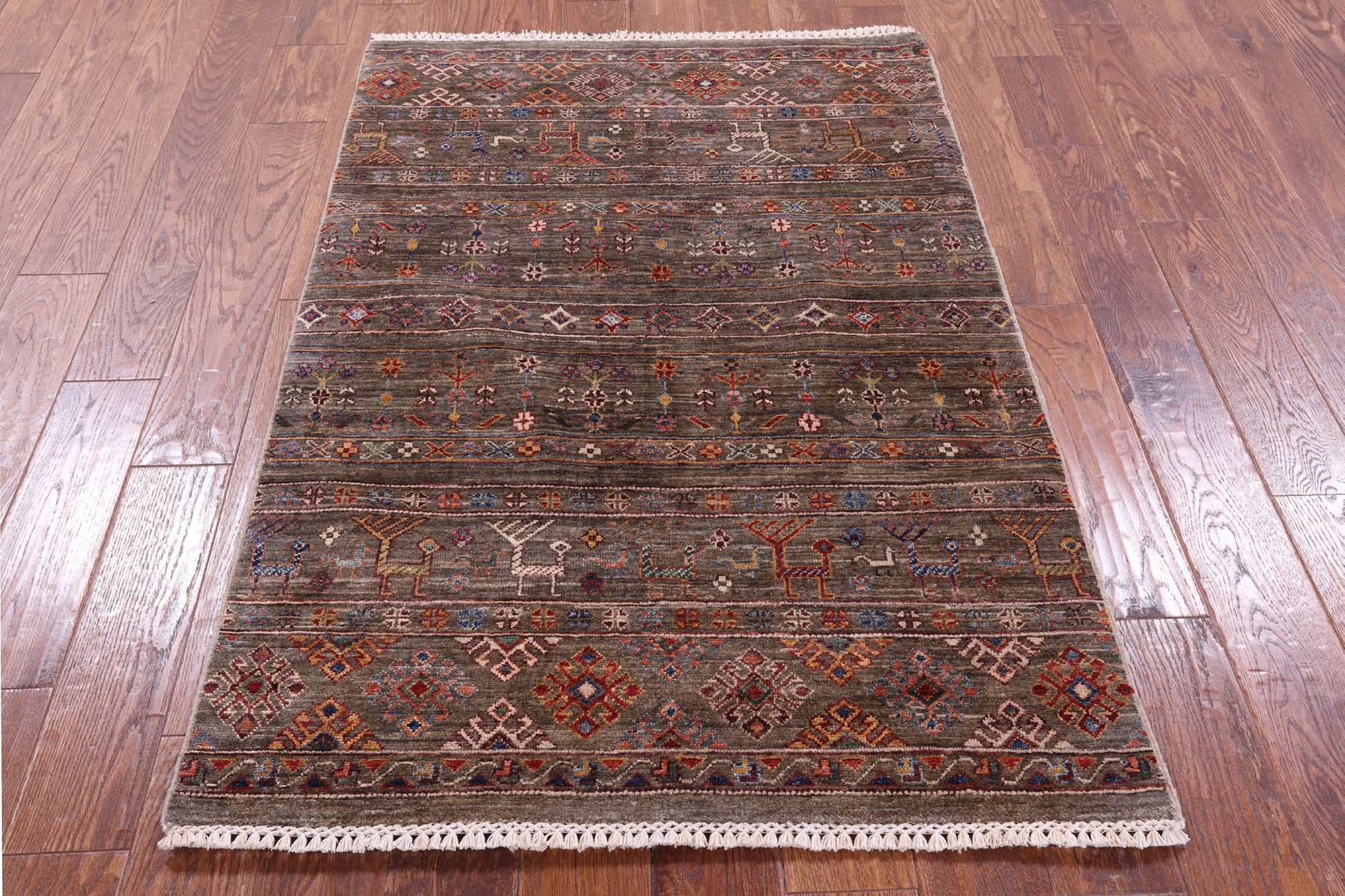 Tribal Persian Gabbeh Hand Knotted Wool Rug - 3' 3" X 4' 11" - Golden Nile