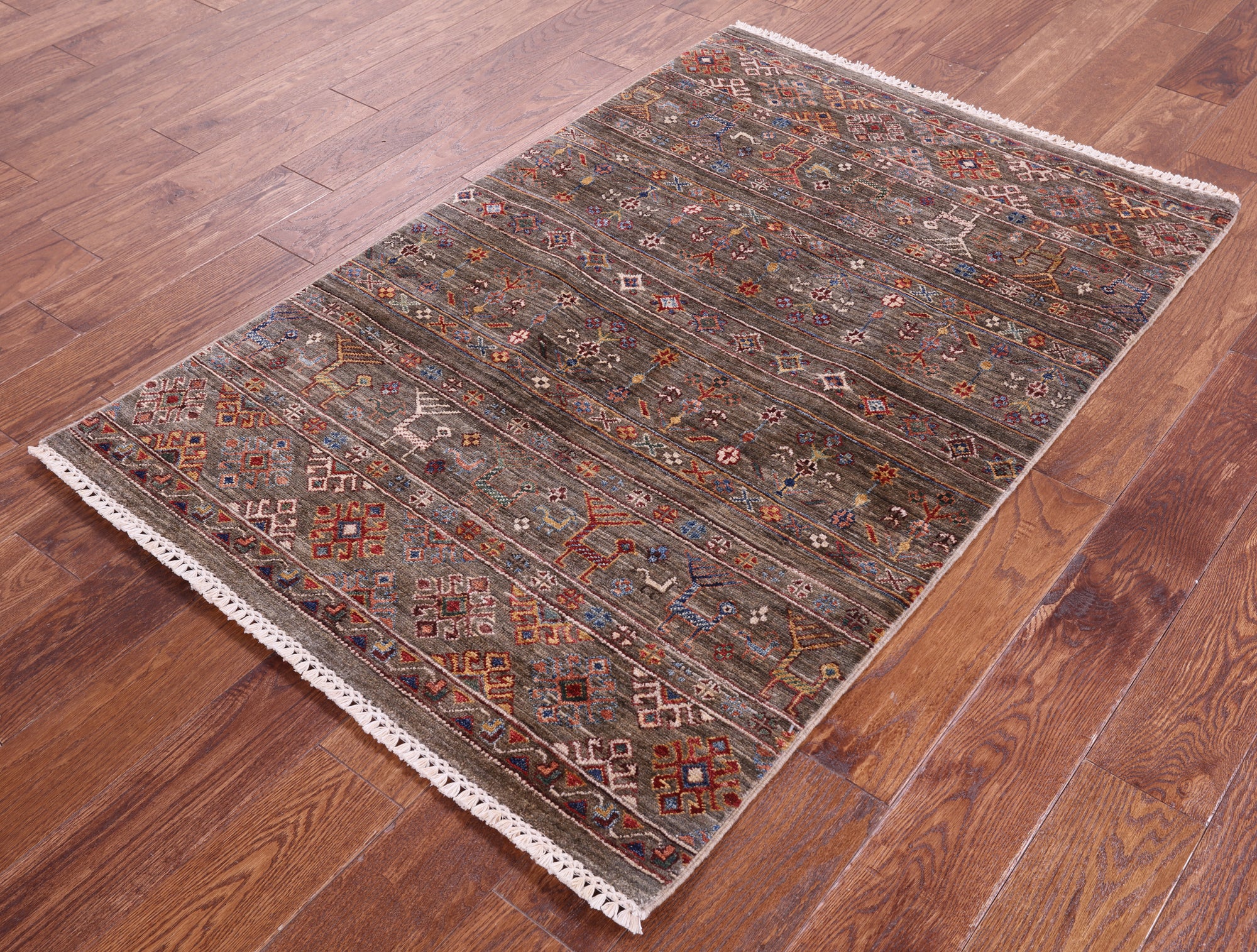 Tribal Persian Gabbeh Hand Knotted Wool Rug - 3' 3" X 4' 11" - Golden Nile