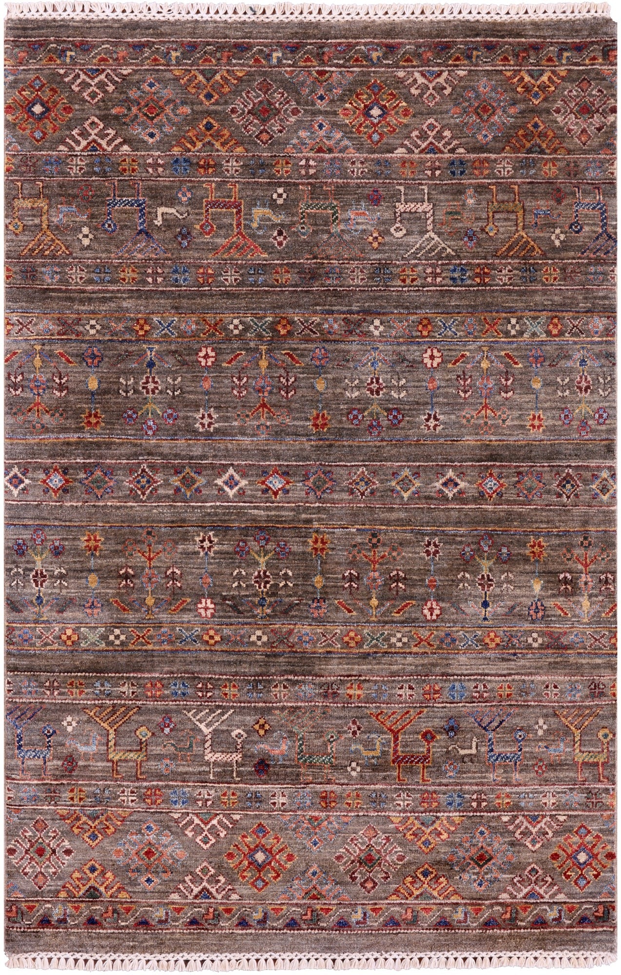 Tribal Persian Gabbeh Hand Knotted Wool Rug - 3' 3" X 4' 11" - Golden Nile