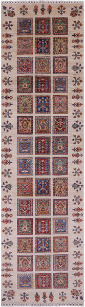 Ivory Garden Design Persian Hand Knotted Wool Runner Rug - 2' 9" X 10' 0" - Golden Nile