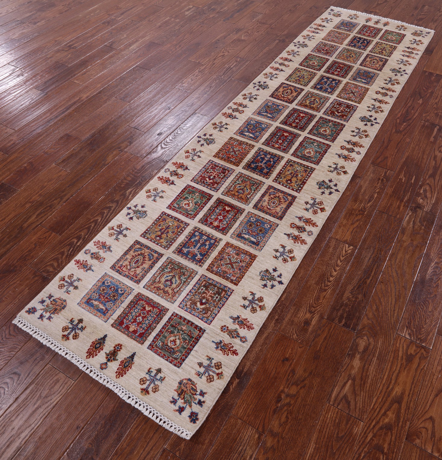 Ivory Garden Design Persian Hand Knotted Wool Runner Rug - 2' 9" X 10' 0" - Golden Nile