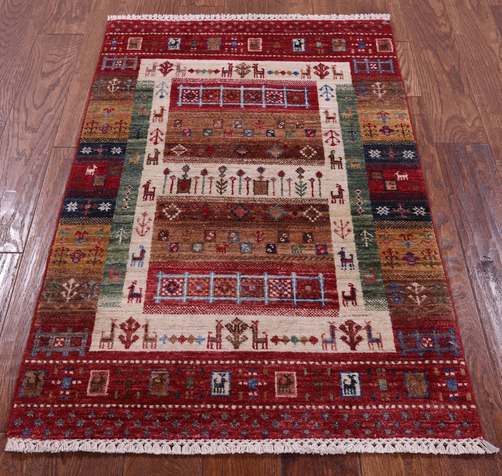 Tribal Persian Gabbeh Hand Knotted Wool Rug - 2' 7" X 4' 0" - Golden Nile