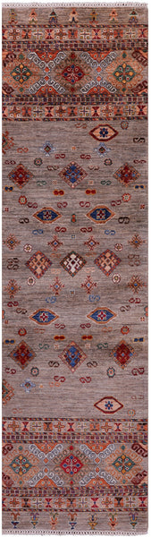 Khorjin Persian Gabbeh Handmade Wool Runner Rug - 2' 8" X 9' 8" - Golden Nile