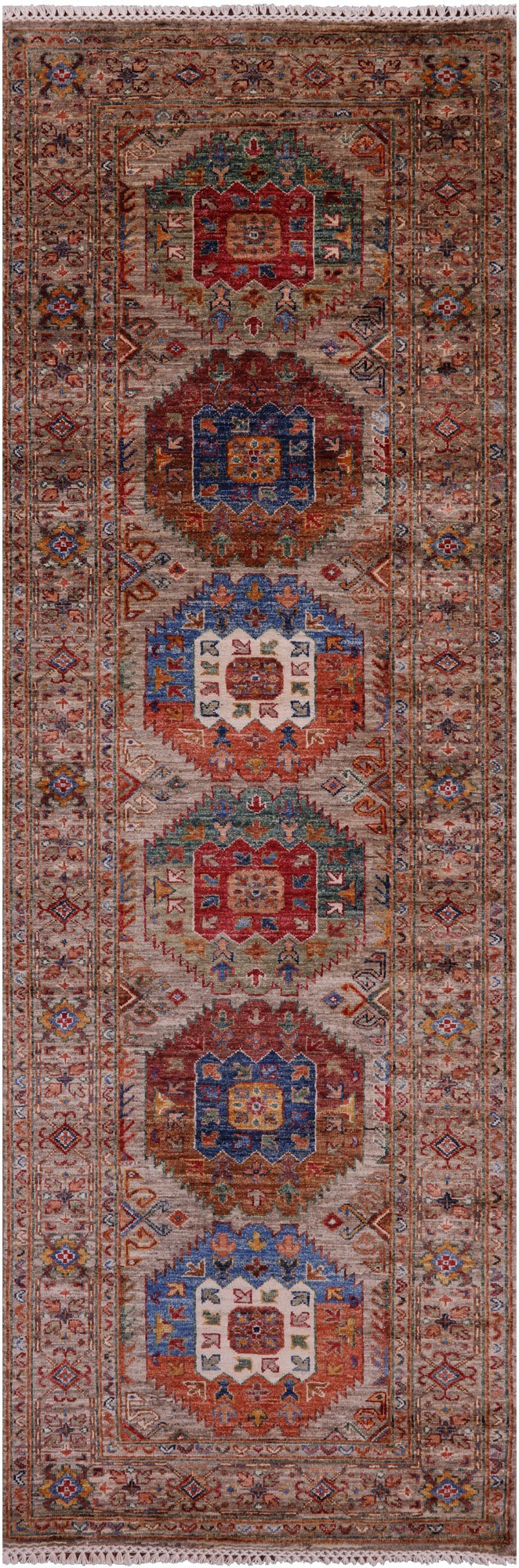 Turkmen Ersari Handmade Wool Runner Rug - 2' 10" X 8' 9" - Golden Nile